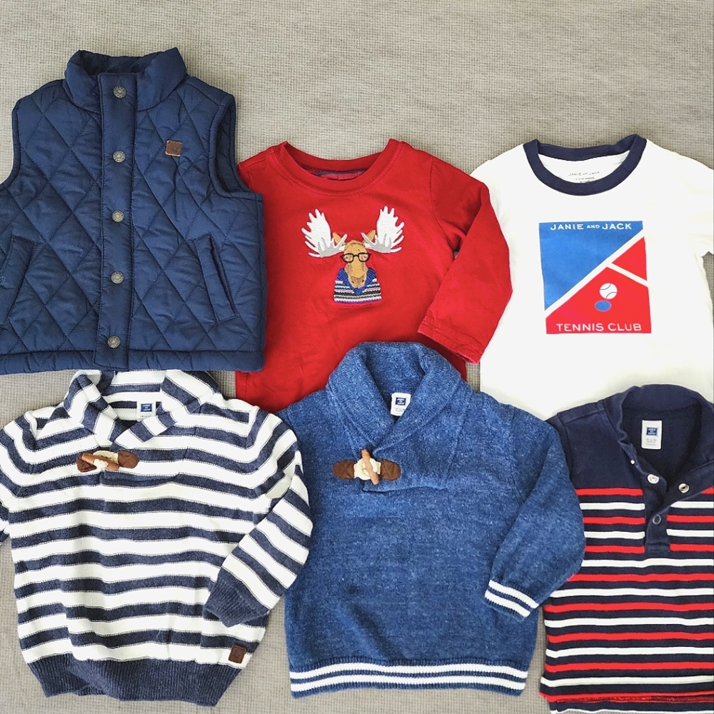 Janie and Jack boys 12-18 months lot baby toddler/ winter/ fall Sweaters Shirts